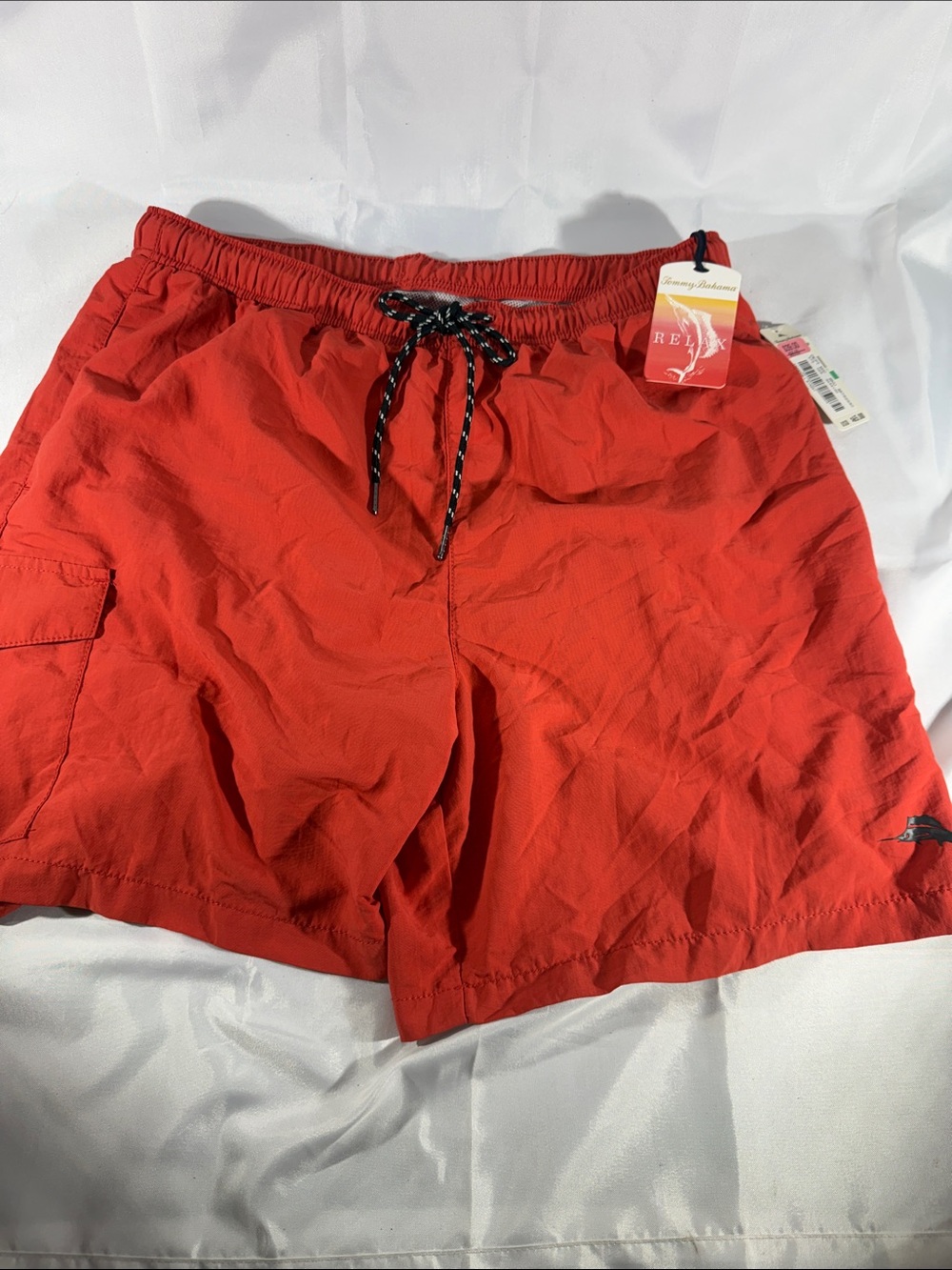 Tommy Bahama Men's orange Relax Swim Trunks with Black Drawstring